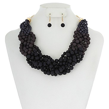 TRENDY Wood Beaded braided Necklace Set SLN0833