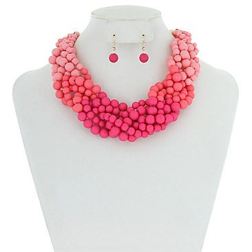 TRENDY Wood Beaded braided Necklace Set SLN0833