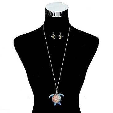 TRENDY TURTLE PRINT NECKLACE SET SLN0902