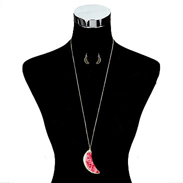 TRENDY WATERMELON PRINT NECKLACE SET SLN0903