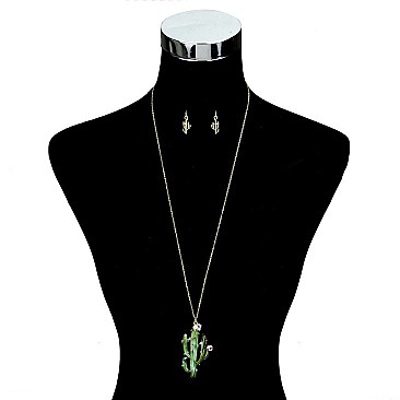 STYLISH CACTUS PENDANT NECKLACE SET SLN0905