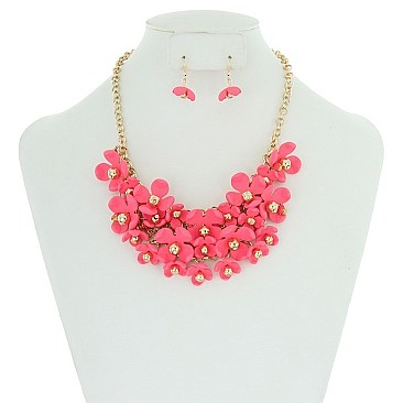 STYLISH CLUSTERED FLOWER NECKLACE SET SLN0998