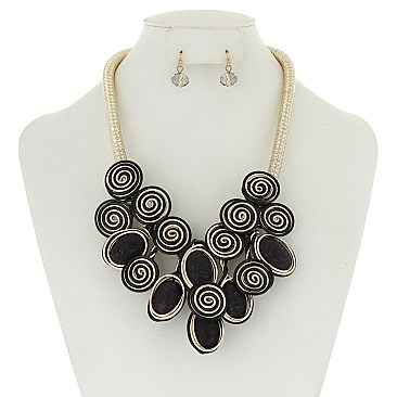 Fashionable Necklace Set w/ Swirl Bib SLN1007