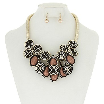 Fashionable Necklace Set w/ Swirl Bib SLN1007