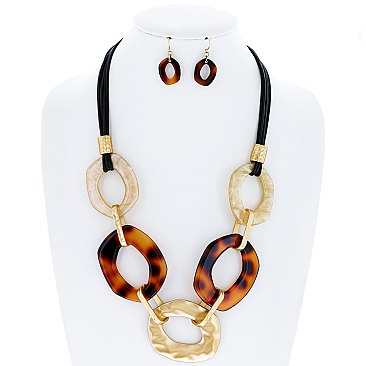 CIRCLE ACETATE ADJUSTABLE NECKLACE Earrings Set