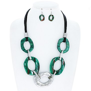 CIRCLE ACETATE ADJUSTABLE NECKLACE Earrings Set