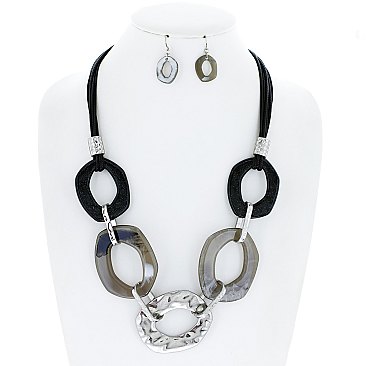 CIRCLE ACETATE ADJUSTABLE NECKLACE Earrings Set