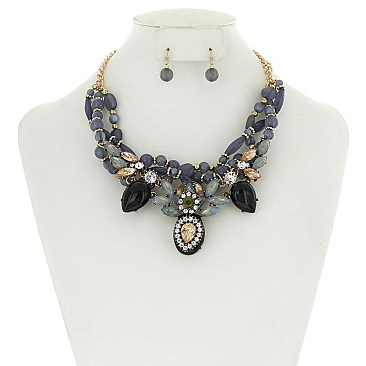 Elegant Style Twisted Bead Fashion Necklace Set SLN1140