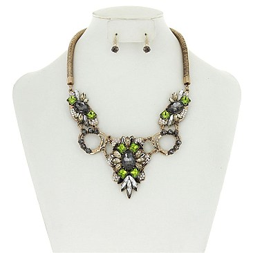 RHINESTONE STATEMENT NECKLACE SET MEZN1141