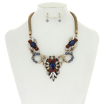RHINESTONE STATEMENT NECKLACE SET MEZN1141
