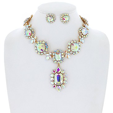 Dazzling Multi Stone Link Evening Necklace Set