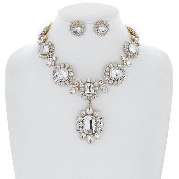 Dazzling Multi Stone Link Evening Necklace Set