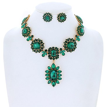 Dazzling Multi Stone Link Evening Necklace Set