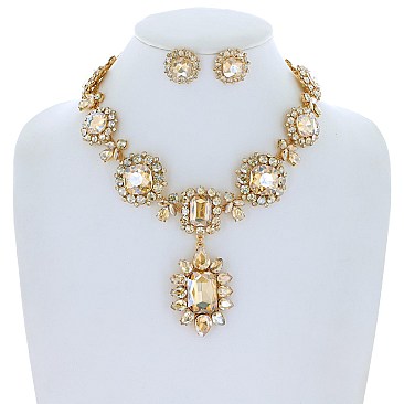 Dazzling Multi Stone Link Evening Necklace Set