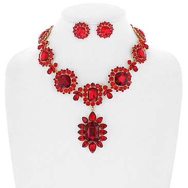 Dazzling Multi Stone Link Evening Necklace Set