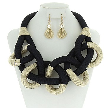 Ethnic Braided Statement Necklace Set MEZN1208