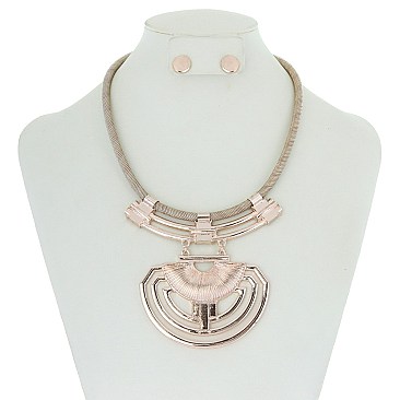 FASHIONABLE METAL STATEMENT NECKLACE SET SLN1257