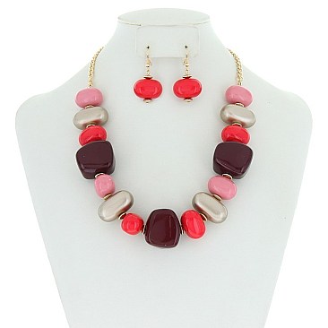 TRENDY BEADED FASHION NECKLACE SET SLN1266