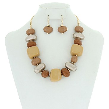 LARGE BEADS STATEMENT NECKLACE SET MEZN1266
