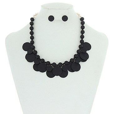Trendy Beade Necklace Set W/ Metal Disks SLN1316