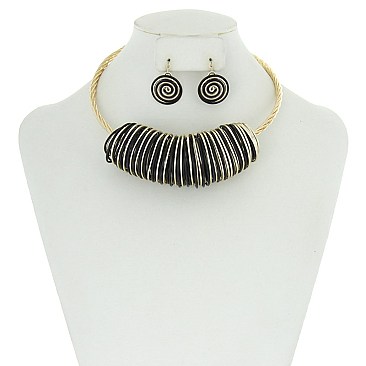 TRENDY METAL FASHION NECKLACE SET SLN13461