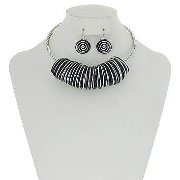 TRENDY METAL FASHION NECKLACE SET SLN13461