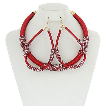 String Wrapped Loop Necklace With Earrings MEZN1353