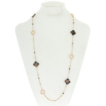 TRENDY ACETATE CLOVER LONG NECKLACE SLN1442