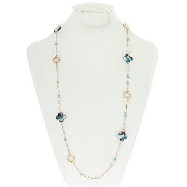 TRENDY ACETATE CLOVER LONG NECKLACE SLN1442