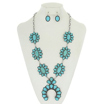 Trendy Statement Squash Blossom Necklace Set SLN1467