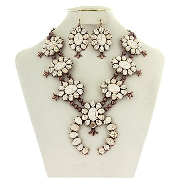 FASHIONABLE STATEMENT SQUASH BLOSSOM NECKLACE SET SLN1470