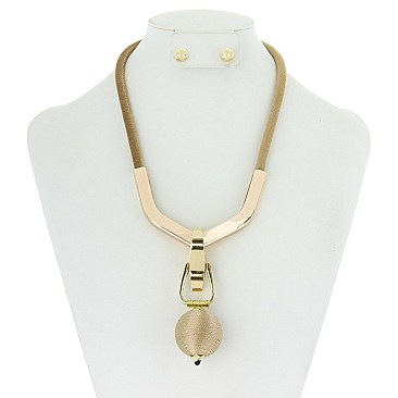 Trendy Velvet Necklace Set W/ Ball Pendant SLN1522