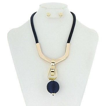 Trendy Velvet Necklace Set W/ Ball Pendant SLN1522