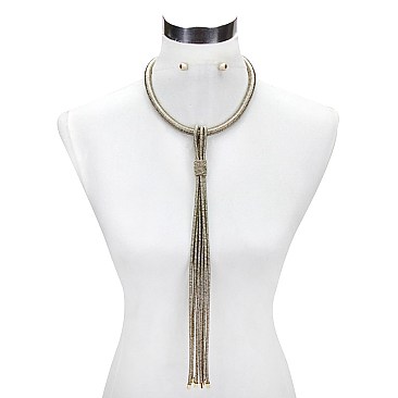 Trendy Long Wraped Necklace W/extra Long Tassels SLN1524