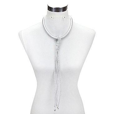 Trendy Long Wraped Necklace W/extra Long Tassels SLN1524