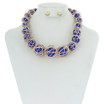 Trendy Wire Wraped Pearl Necklace Set SLN1532