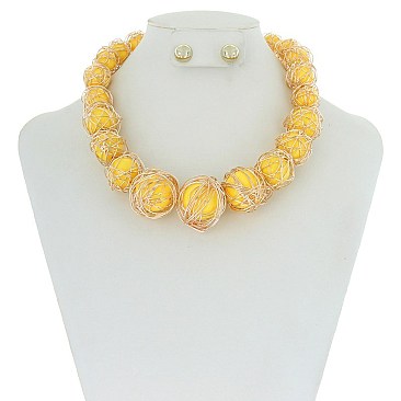 Trendy Wire Wraped Pearl Necklace Set SLN1532