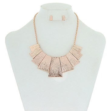 Trendy Metal Trapezoid Necklace Set SLN1555