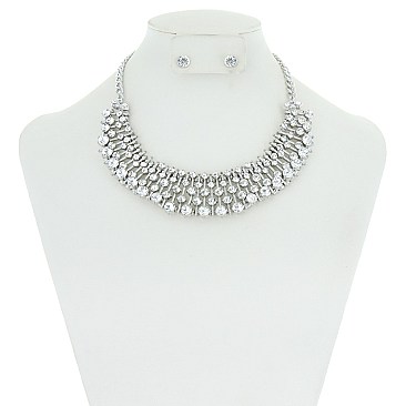 Trendy Rhinestone Collar Necklace Set SLN15581