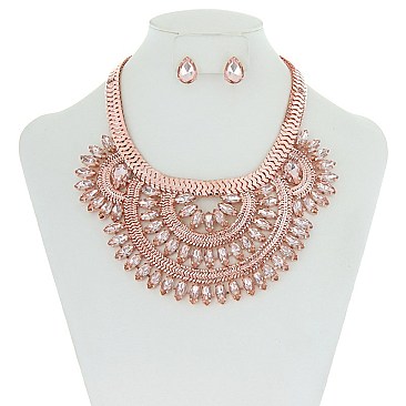 Trendy Statement Rhinestone Bib Nk Set SLN1577