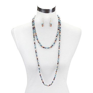 Trendy 60 Inch 8mm Endless Bead Nk Set SLN1579