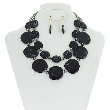 Trendy Layered Formica And Glass Bead Nk Set SLN1581