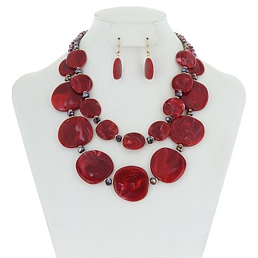 Trendy Layered Formica And Glass Bead Nk Set SLN1581