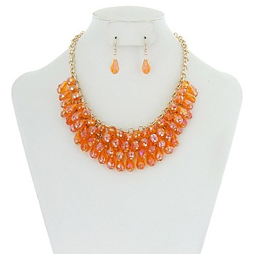 TRENDY GLASS BEAD STATEMENT NK SET SLN1583