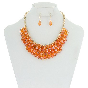 Trendy Glass Bead Statement Nk Set SLN1583