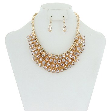 TRENDY GLASS BEAD STATEMENT NK SET SLN1583