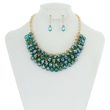 TRENDY GLASS BEAD STATEMENT NK SET SLN1583