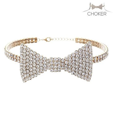 CRYSTAL BOW TIE CHOKER