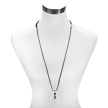 Trendy Double Horn Suede Necklace SLN1609