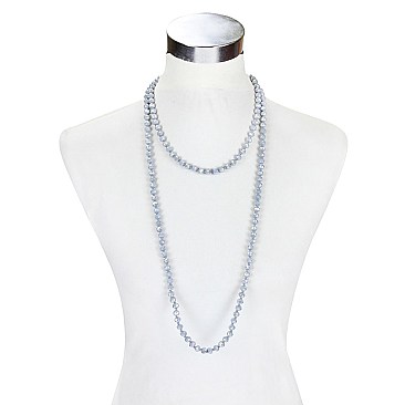 TRENDY 60IN 8MM GLASS BEAD KNOT NECKLACE SLN1709